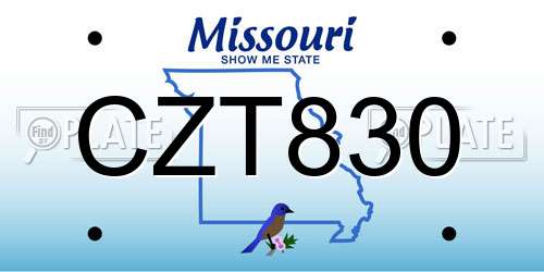 CZT830 Missouri License Plate