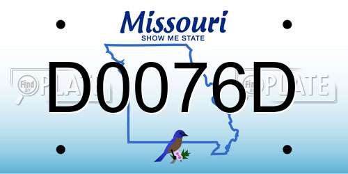 D0076D Missouri License Plate