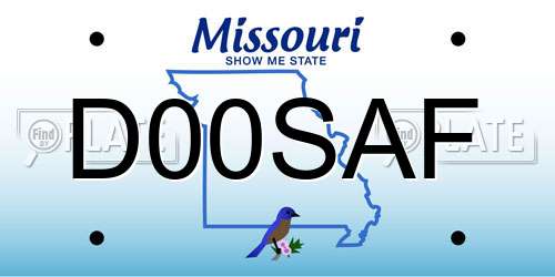 D00SAF Missouri License Plate
