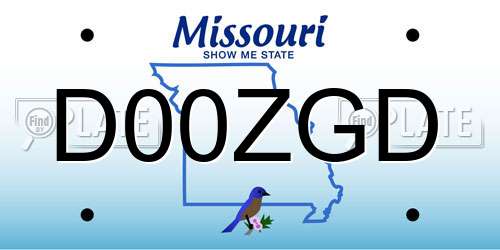 D00ZGD Missouri License Plate