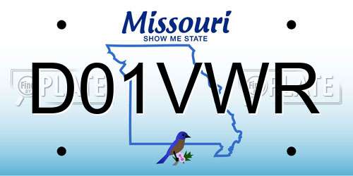 D01VWR Missouri License Plate