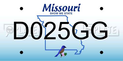 D025GG Missouri License Plate
