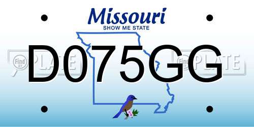 D075GG Missouri License Plate