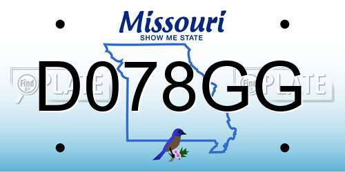D078GG Missouri License Plate