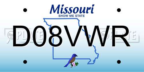 D08VWR Missouri License Plate
