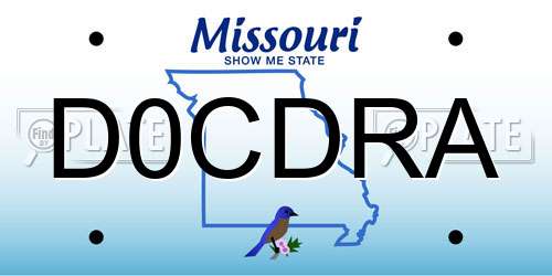 D0CDRA Missouri License Plate