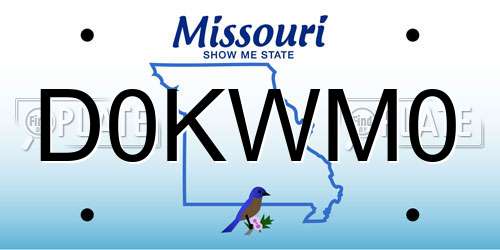 D0KWM0 Missouri License Plate