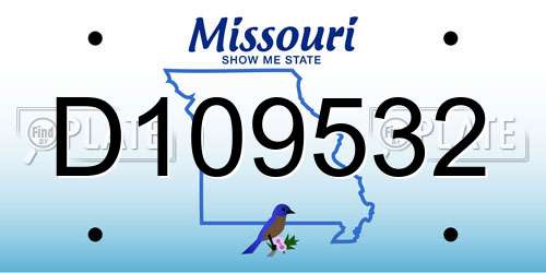 D109532 Missouri License Plate