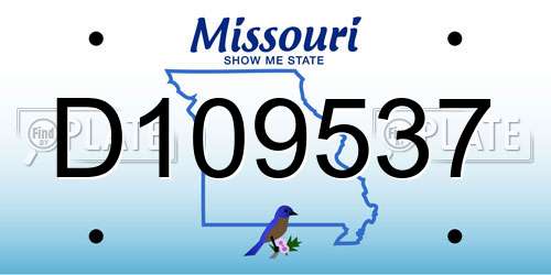 D109537 Missouri License Plate