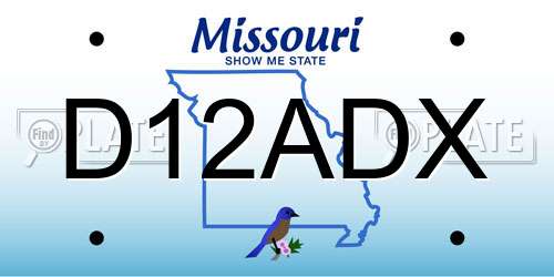 D12ADX Missouri License Plate