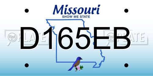 D165EB Missouri License Plate