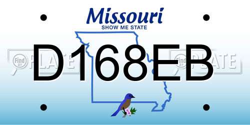 D168EB Missouri License Plate