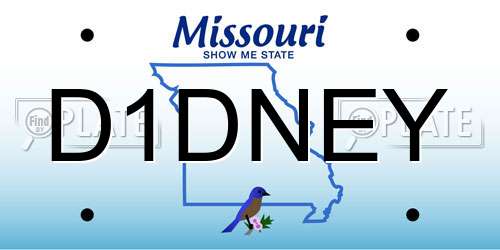 D1DNEY Missouri License Plate
