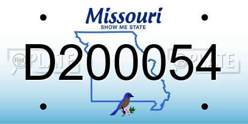 D200054 Missouri License Plate