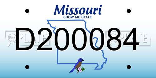 D200084 Missouri License Plate