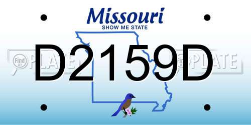 D2159D Missouri License Plate