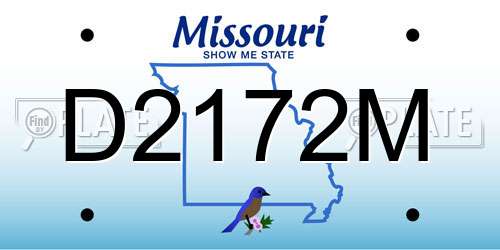 D2172M Missouri License Plate