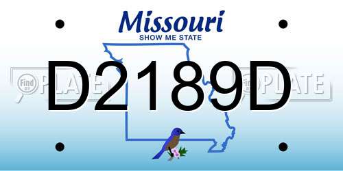D2189D Missouri License Plate