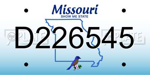 D226545 Missouri License Plate