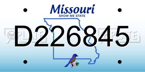 D226845 Missouri License Plate