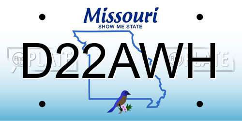 D22AWH Missouri License Plate