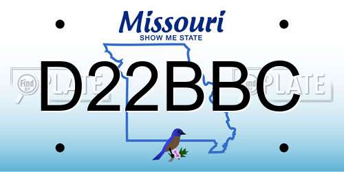 D22BBC Missouri License Plate