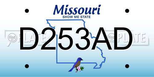 D253AD Missouri License Plate