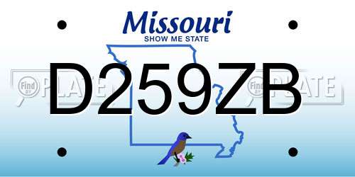 D259ZB Missouri License Plate