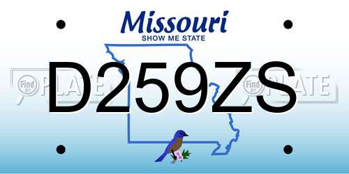 D259ZS Missouri License Plate