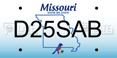 D25SAB Missouri License Plate