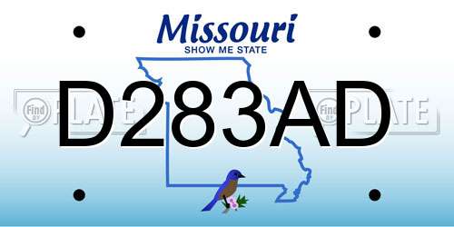 D283AD Missouri License Plate