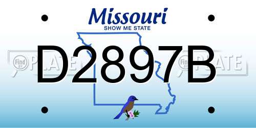 D2897B Missouri License Plate