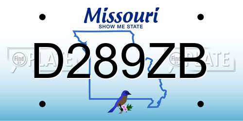 D289ZB Missouri License Plate