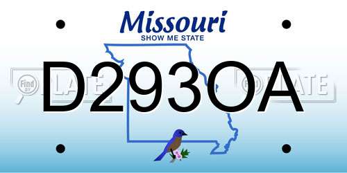 D293OA Missouri License Plate