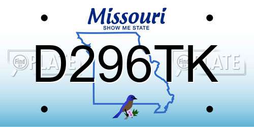 D296TK Missouri License Plate