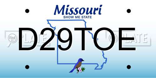 D29TOE Missouri License Plate