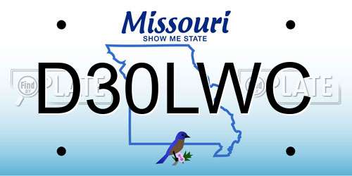 D30LWC Missouri License Plate