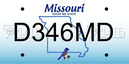 D346MD Missouri License Plate