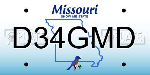D34GMD Missouri License Plate