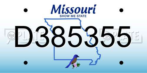 D385355 Missouri License Plate