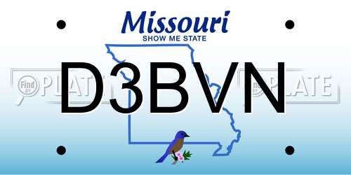 D3BVN Missouri License Plate