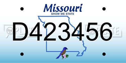 D423456 Missouri License Plate
