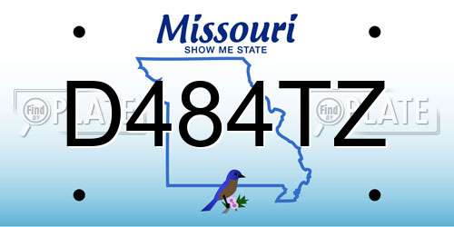 D484TZ Missouri License Plate