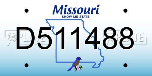 D511488 Missouri License Plate