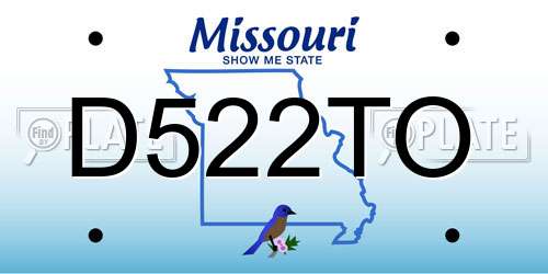 D522TO Missouri License Plate
