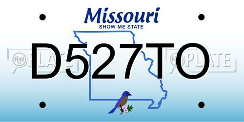 D527TO Missouri License Plate