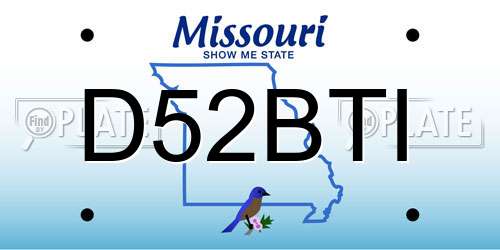 D52BTI Missouri License Plate