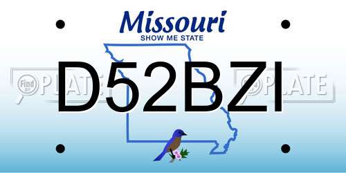 D52BZI Missouri License Plate