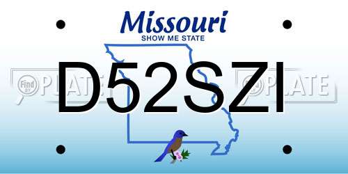 D52SZI Missouri License Plate