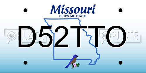 D52TTO Missouri License Plate
